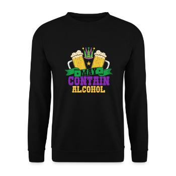 May Contain Alcohol Mardi Gras Party - Unisex Sweatshirt - black - Front - Alina (178cm) & Michal (187cm)