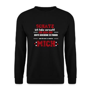 Schatz ich habe versucht das perfekte Geschenk für - Unisex Pullover - Schwarz - Vorne - Alina (178cm) & Michal (187cm)