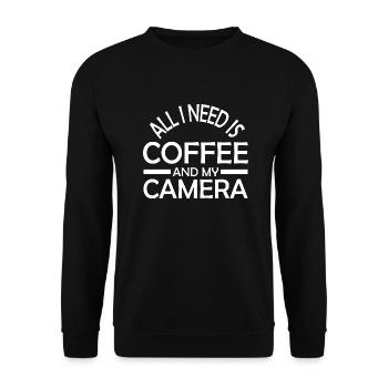 Lustiges Fotograf Geschenk Fotografie - Unisex Pullover - Schwarz - Vorne - Alina (178cm) & Michal (187cm)