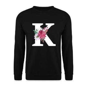 Buchstabe k blumig - Unisex Pullover - Schwarz - Vorne - Alina (178cm) & Michal (187cm)