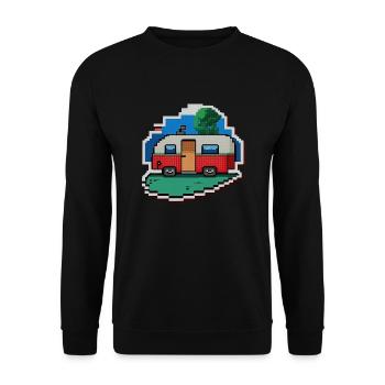 pixel vintage camper car - Unisex Pullover - Schwarz - Vorne - Alina (178cm) & Michal (187cm)