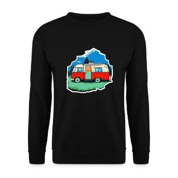 vintage camper car - Unisex Pullover - Schwarz - Vorne - Alina (178cm) & Michal (187cm)