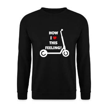 E-Scooter Scooter - Unisex Sweatshirt - black - Front - Alina (178cm) & Michal (187cm)