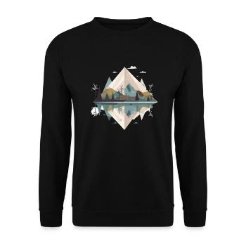 Montagnes minimalistes - Sweat-shirt Unisexe - noir - Devant - Alina (178cm) & Michal (187cm)