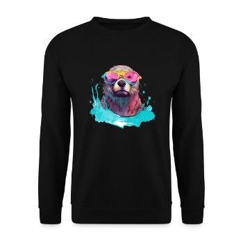 Nini the bespectacled otter - Unisex Sweatshirt - black - Front - Alina (178cm) & Michal (187cm)