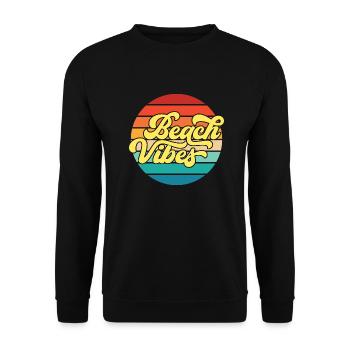 Retro Styled Summer Beach Vibes Design - Unisex Sweatshirt - black - Front - Alina (178cm) & Michal (187cm)