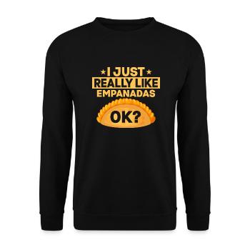 I Just Really Like Empanadas, ok? Latin Pastry Foo - Unisex Pullover - Schwarz - Vorne - Alina (178cm) & Michal (187cm)