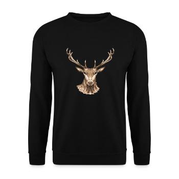 Cerf - Sweat-shirt Unisexe - noir - Devant - Alina (178cm) & Michal (187cm)
