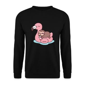 Chilling flamingo sloth beach T Shirt - Unisex Sweatshirt - black - Front - Alina (178cm) & Michal (187cm)