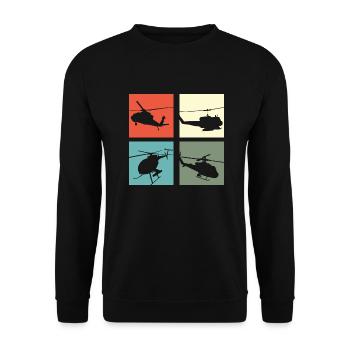 Helikopter Vintage - Unisex Pullover - Schwarz - Vorne - Alina (178cm) & Michal (187cm)