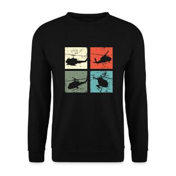 Hélicoptère rétro - Sweat-shirt Unisexe - noir - Devant - Alina (178cm) & Michal (187cm)