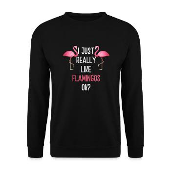 Cute Flamingo Lovers T Shirt - Unisex Sweatshirt - black - Front - Alina (178cm) & Michal (187cm)