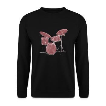 "Drums", Boho Line Art Design, Series "Music" - Unisex Sweatshirt - black - Front - Alina (178cm) & Michal (187cm)