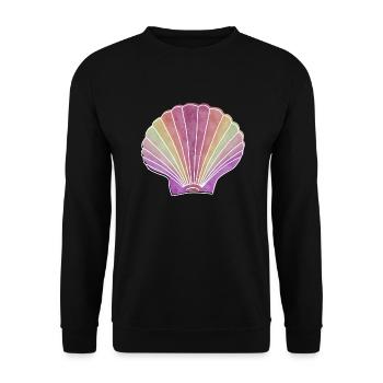 "Scallop", Boho Line Art Design, "Shells" - Unisex Sweatshirt - black - Front - Alina (178cm) & Michal (187cm)