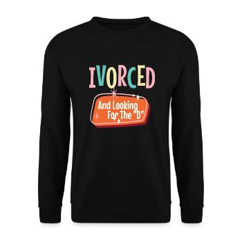 Lustiges Scheidung Glücklich Geschieden und - Unisex Pullover - Schwarz - Vorne - Alina (178cm) & Michal (187cm)