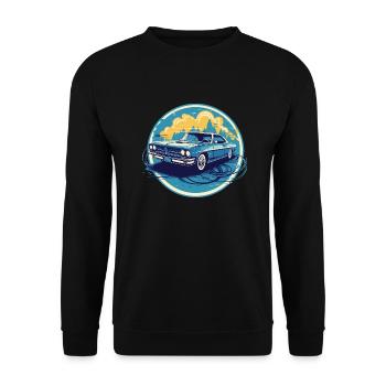 Voiture classique américaine vintage bleue - Sweat-shirt Unisexe - noir - Devant - Alina (178cm) & Michal (187cm)