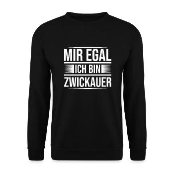Mir egal Zwickau - Unisex Pullover - Schwarz - Vorne - Alina (178cm) & Michal (187cm)