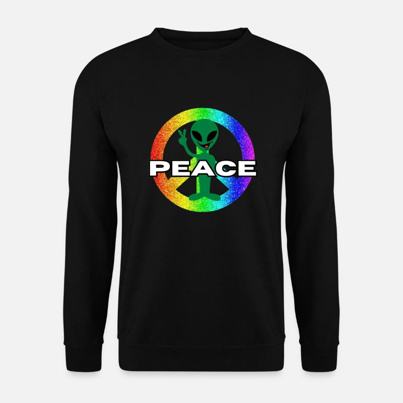Liebe und Frieden aus einer anderen Welt - Unisex Pullover - Schwarz