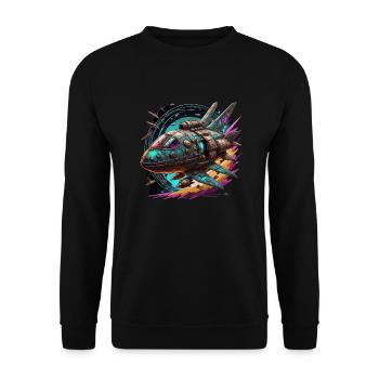Spaceship - Unisex Pullover - Schwarz - Vorne - Alina (178cm) & Michal (187cm)