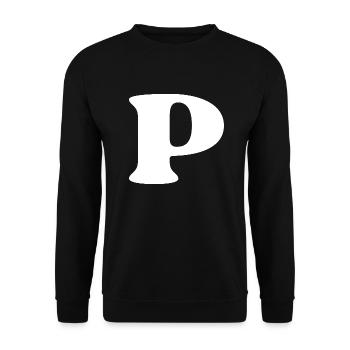 Buchstabe p - Unisex Pullover - Schwarz - Vorne - Alina (178cm) & Michal (187cm)
