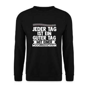Eisenbahn Dampflok Eisenbahner Modelleisenbahn - Unisex Pullover - Schwarz - Vorne - Alina (178cm) & Michal (187cm)