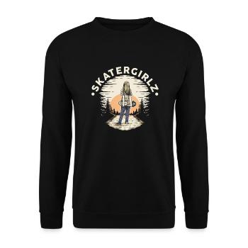Skateboarder skater girl - Unisex Pullover - Schwarz - Vorne - Alina (178cm) & Michal (187cm)