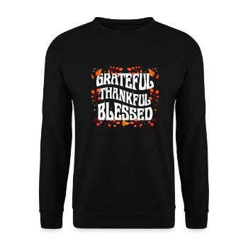 Grateful Thankful Thanksgiving Turkey Day Family - Unisex Sweatshirt - black - Front - Alina (178cm) & Michal (187cm)