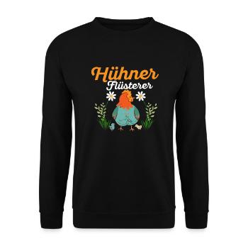 Hühner Flüsterer Bauernhof Huhn Hennen - Unisex Pullover - Schwarz - Vorne - Alina (178cm) & Michal (187cm)