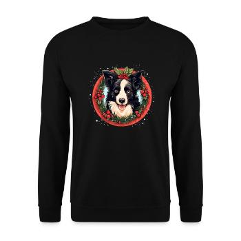 Border Collie Hund Weihnachten, Liebeshunde - Unisex Pullover - Schwarz - Vorne - Alina (178cm) & Michal (187cm)
