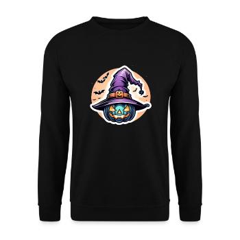 halloween - citrouille chapeau de sorciere - Sweat-shirt Unisexe - noir - Devant - Alina (178cm) & Michal (187cm)