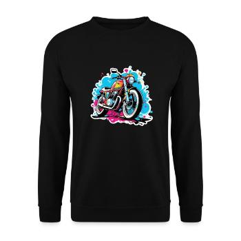 moto vintage style retro - graffiti - Sweat-shirt Unisexe - noir - Devant - Alina (178cm) & Michal (187cm)