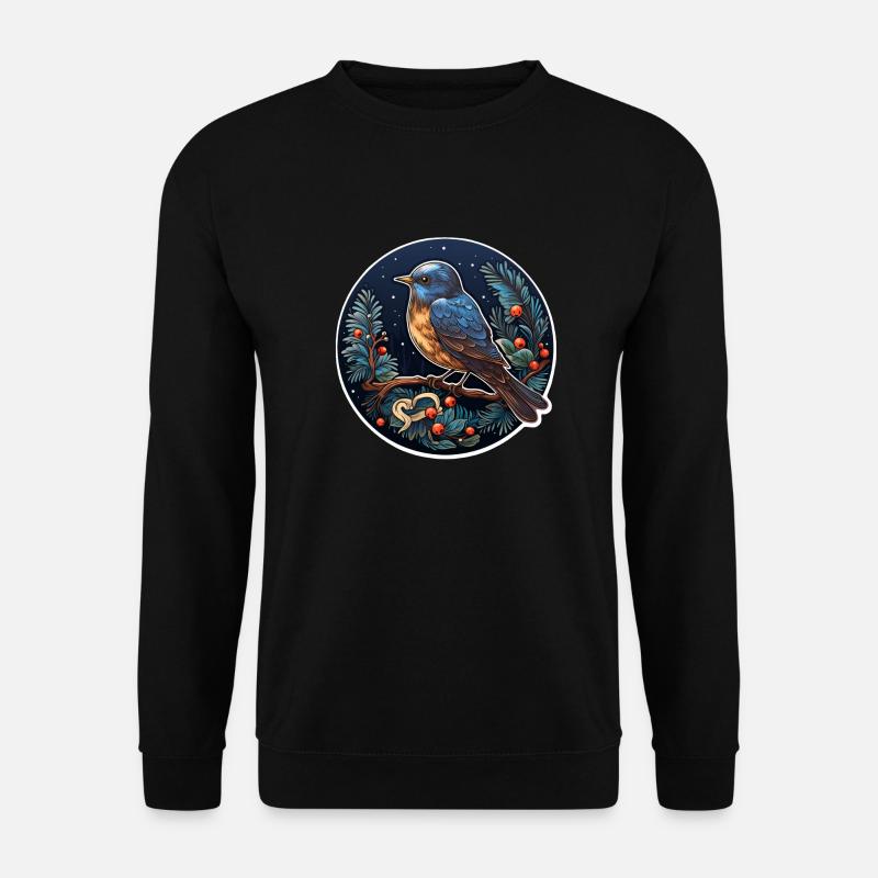 Winternacht mit Vogel - Unisex Pullover - Schwarz