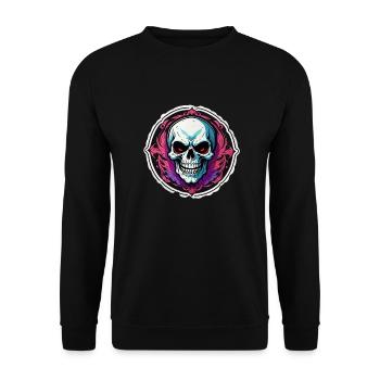 Totenkopf - Skelett - Totenkopf - Motorradhelm - Unisex Pullover - Schwarz - Vorne - Alina (178cm) & Michal (187cm)