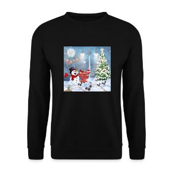 Frohe Weihnachten - Unisex Pullover - Schwarz - Vorne - Alina (178cm) & Michal (187cm)