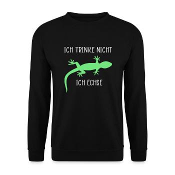 Ich trinke nicht ich Echse Lustige Sprüche - Unisex Pullover - Schwarz - Vorne - Alina (178cm) & Michal (187cm)