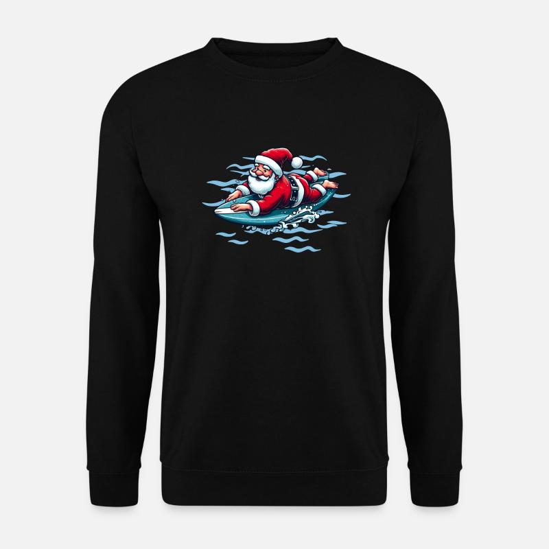Surfender Weihnachtsmann - Unisex Pullover - Schwarz