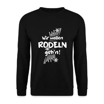 Rodeln "rodeln gehn" Rodler rodelt Rodelbahn - Unisex Pullover - Schwarz - Vorne - Alina (178cm) & Michal (187cm)