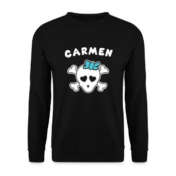 Piratin Carmen Design für Mädchen und Frauen - Unisex Pullover - Schwarz - Vorne - Alina (178cm) & Michal (187cm)