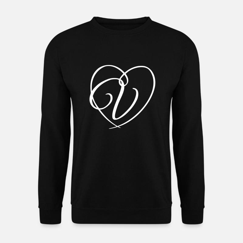 Letter V Calligraphy Heart - Unisex Sweatshirt - black