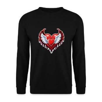 coeur rouge avec des ailes - Sweat-shirt Unisexe - noir - Devant - Alina (178cm) & Michal (187cm)