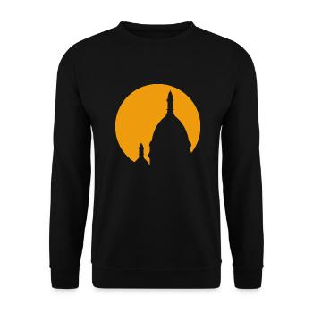 Sacré-Cœur Montmartre Paris silhouette jaune - Sweat-shirt Unisexe - noir - Devant - Alina (178cm) & Michal (187cm)