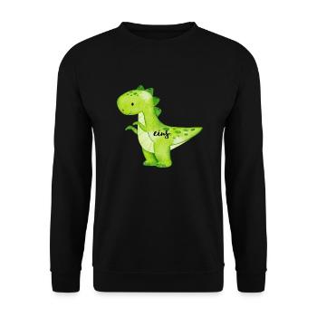 Geburtstagsaufdruck, Dino, grün - Unisex Pullover - Schwarz - Vorne - Alina (178cm) & Michal (187cm)