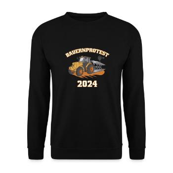 BAUERNPROTEST 2024 Landwirt Bauern Demo - Unisex Pullover - Schwarz - Vorne - Alina (178cm) & Michal (187cm)