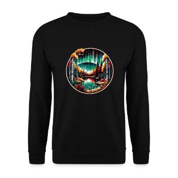 Nordic Wilderness & Northern Lights - Vikings - Unisex Sweatshirt - black - Front - Alina (178cm) & Michal (187cm)