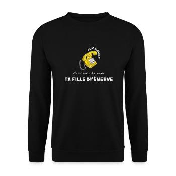 allo mamie viens me chercher ta fille m’énerve - Sweat-shirt Unisexe - noir - Devant - Alina (178cm) & Michal (187cm)