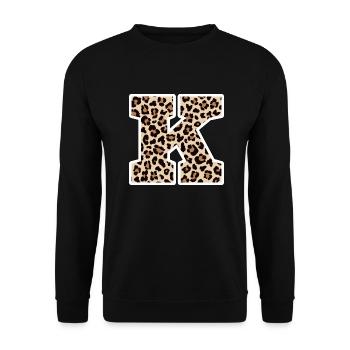 lettre k motif léopard -idée cadeau d’anniversaire - Sweat-shirt Unisexe - noir - Devant - Alina (178cm) & Michal (187cm)