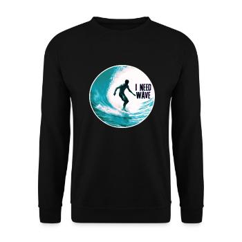 Surfer on the Wave I Need Wave - Unisex Sweatshirt - black - Front - Alina (178cm) & Michal (187cm)