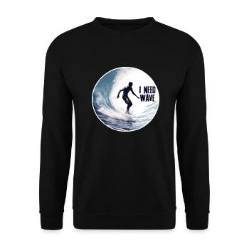 Surfer on the Wave Nature - Unisex Sweatshirt - black - Front - Alina (178cm) & Michal (187cm)