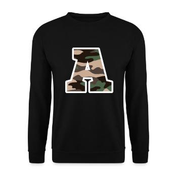 lettre A camouflage militaire-idée cadeau - Sweat-shirt Unisexe - noir - Devant - Alina (178cm) & Michal (187cm)