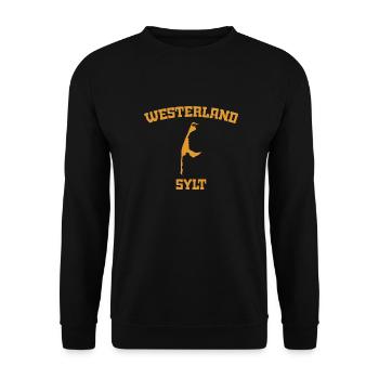 Westerland - Sylt - Nordsee - Anker - Möwe - Insel - Unisex Pullover - Schwarz - Vorne - Alina (178cm) & Michal (187cm)